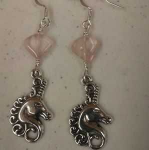 Pink Quartz Unicorn Earrings
